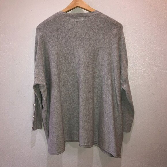 rxb Womens Small Gray Long Snap Sleeve V Neck Pullover Sweater Size S - Picture 7 of 10
